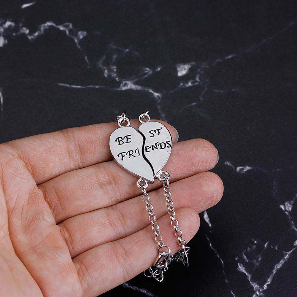 2 шт. Браслеты-банглы «Лучшие друзья» с узором в виде сердца и звеньев, Ювелирное изделие дружбы, Подарок KTJ
