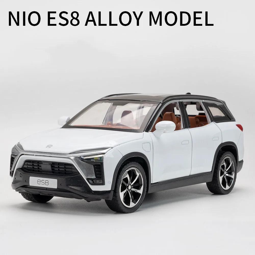 1:24 Сплав NIO ES8 Миниатюрные Модели Игрушечных Машин Металлический Литой Оттягивающийся Звук Свет 6 Открывающихся Дверей Игрушки Транспортные Средства Детские Подарки