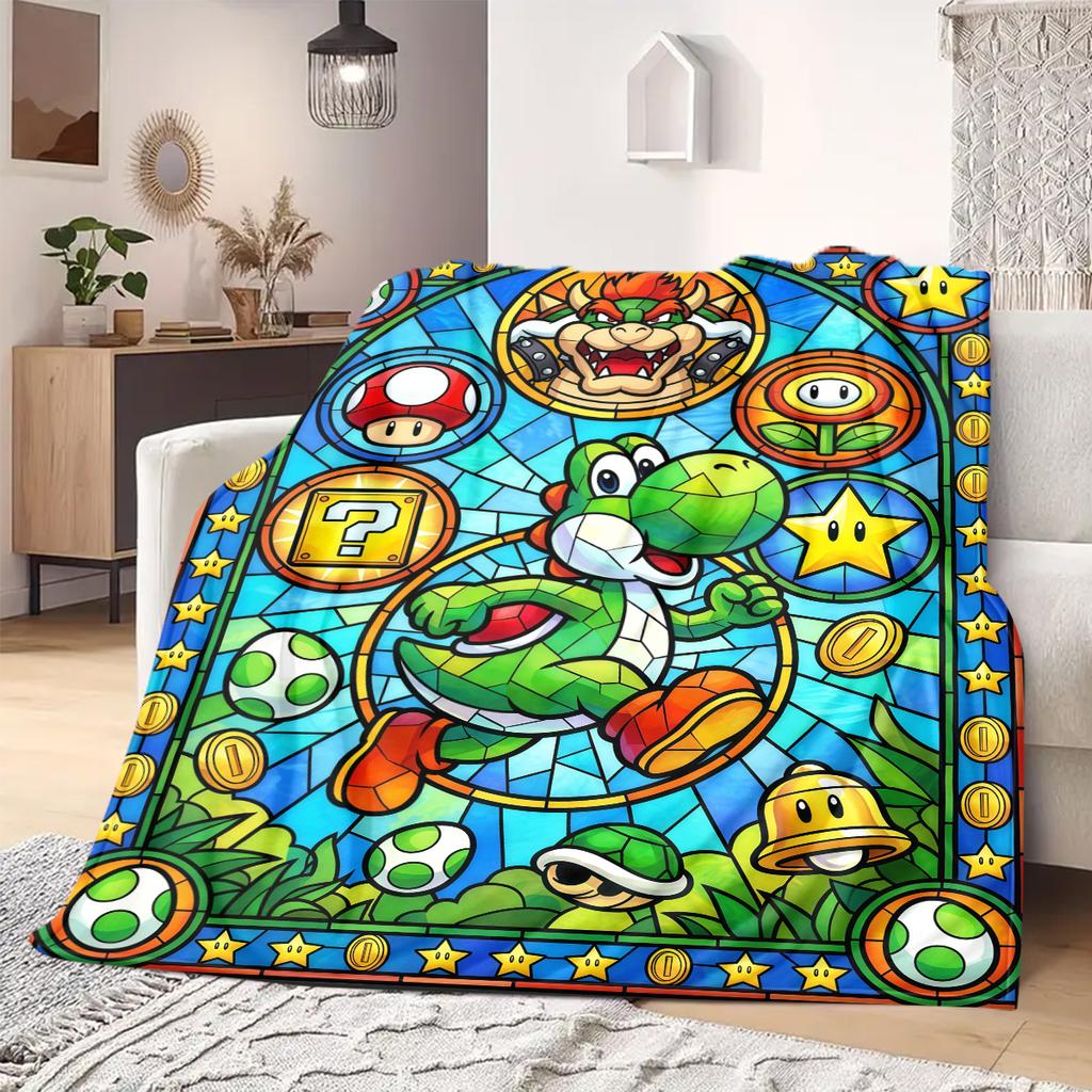 Mario Anime Print Blanket Warm Comfortable Flannel Blanket Suitable for Bedrooms, Sofas, Beds, Chairs, Picnics, Travel