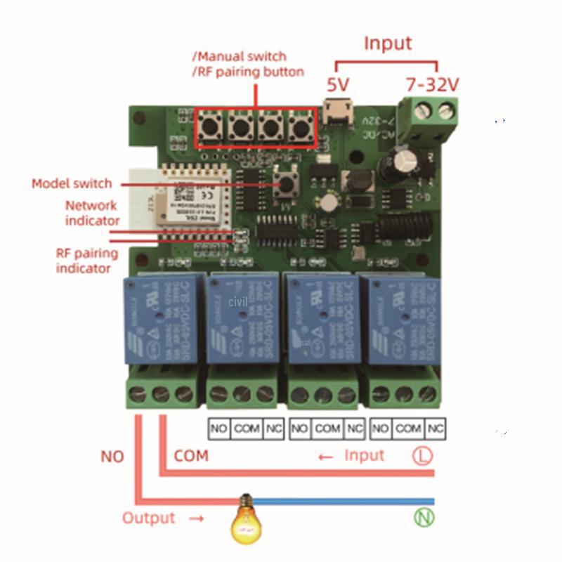 Умный WiFi-модуль переключателя Tuya 5V/12V с импульсным и самоблокирующимся режимами, совместимый с Alexa