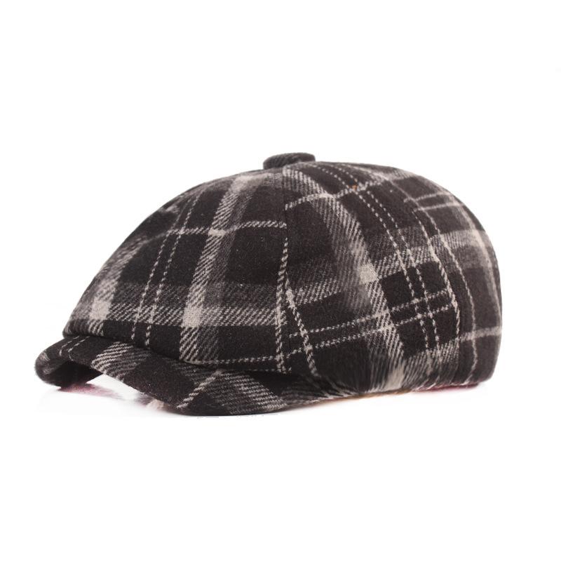 Хлопковая восьмиугольная шляпа Мужская берет Женская осенне-зимняя шляпа Европейская и американская шляпа Восьмиугольная шляпа для людей среднего и пожилого возраста