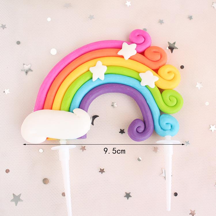 Rainbow Birthday Cake Decoration Cute Cartoon Rainbow Cake Toppers Kids Girls Happy Rainbow Cloud Unicorn Birthday Cupcake Decor