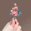 Chinese Style Enamel Peony Flowers Brooches For Women Clothing Coat Party Accessries Gifts