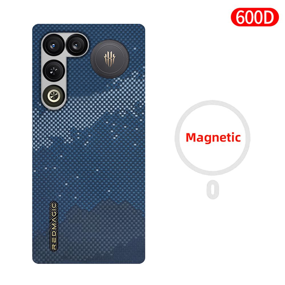 Для Red Magic 11 Air/11 Pro/11 Pro+ карбоновый чехол 600D кевларовая арамидная волокнистая ткань ультратонкий жесткий чехол магнитный черныйТонкийлегкийкрасный