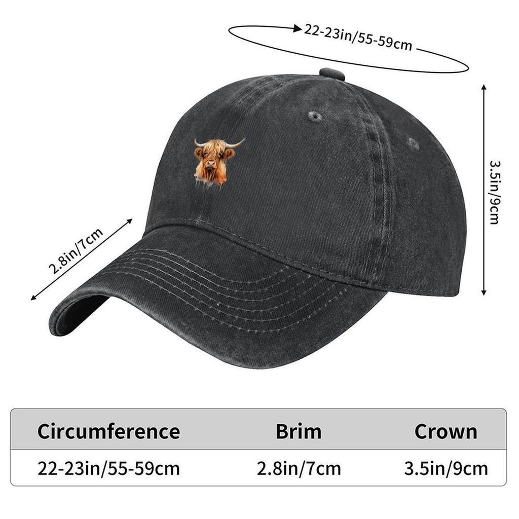 Highland Cattle Cow Longhaired Watercolor Baseball Cap Luxury man cap Sports Cap dad hat For Men Womens