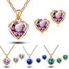 Women's Fashion Jewelry Heart Pendant Necklace Ear Studs Earrings Set