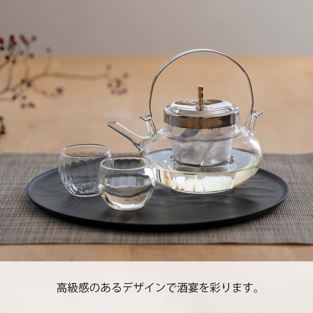 Керамическая плита HARIO круглой формы и стеклянный набор, емкость 360 мл (2 чашки), Сделано в Японии, IDXG-8004-MSV, Прозрачный