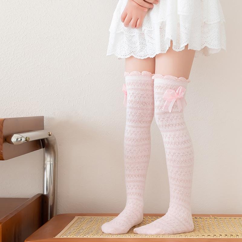 Baby Girls Stockings Bowknot Long Boot Socks Stockings Summer Thin Breathable Fashion Socks Over Calf Socks Over Knee Stockings For Teen Girl Korean