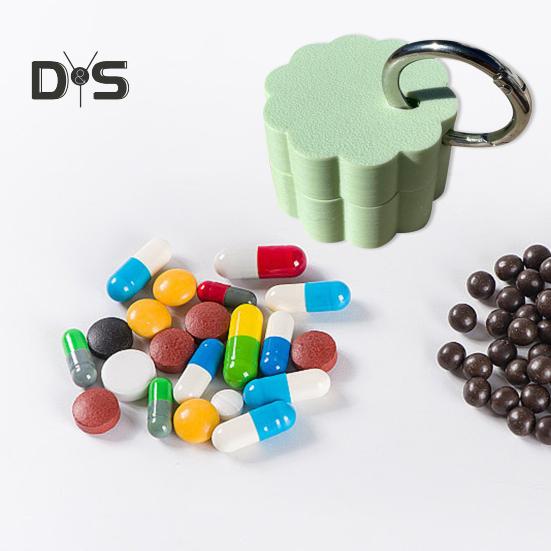 Keychain Pill Box Waterproof Compact Mini Holder Lightweight 3D Printed Container with Key Ring Small Pill Organizer Case