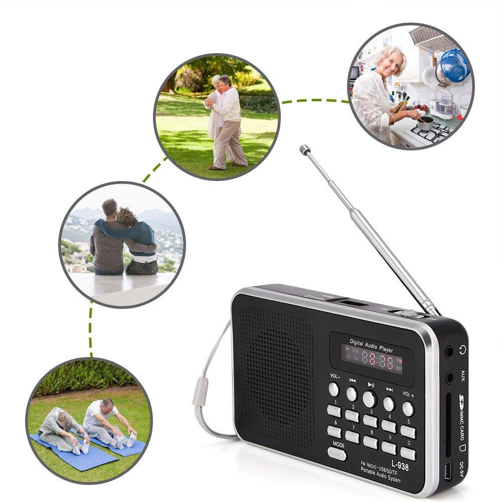 FM-радио Bewinner Портативный цифровой аудиоплеер с шумоподавлением, высокой чувствительностью приема, карманное радио, TF SD-карта, USB AUX
