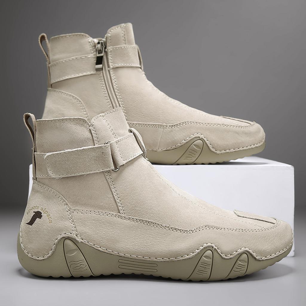 Мужские ботинки из микрофибры, кожаные, весна-осень, ботильоны, модный дизайн, походная обувь для активного отдыха, повседневные мужские ботинки ручной работы для походов