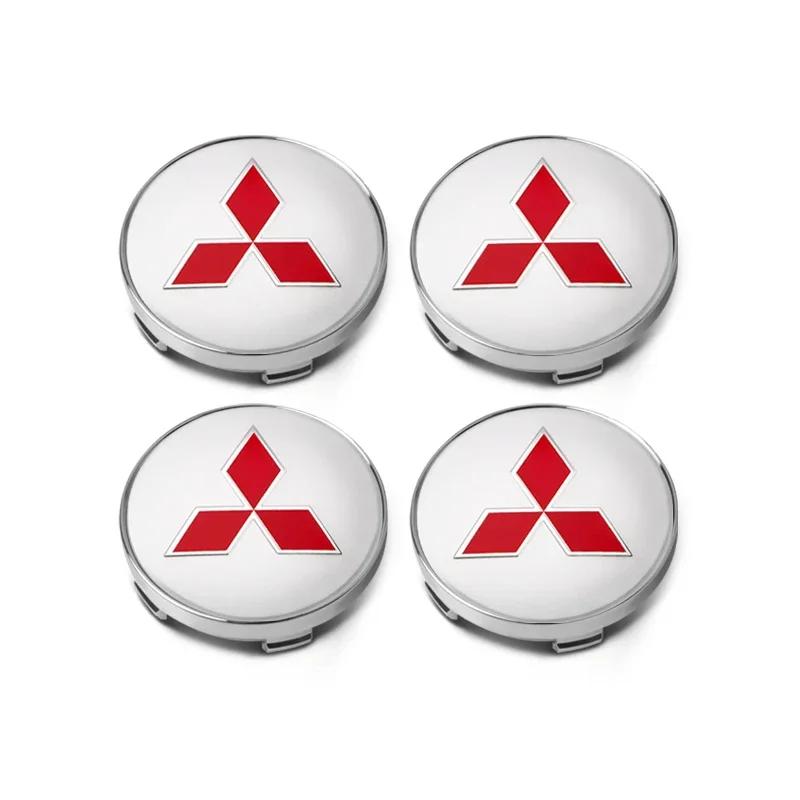 Набор из 4 наклеек на центральные колпачки дисков с логотипом Mitsubishi для Pajero, ASX, Lancer, Outlander 3, L200 - 56мм и 60мм