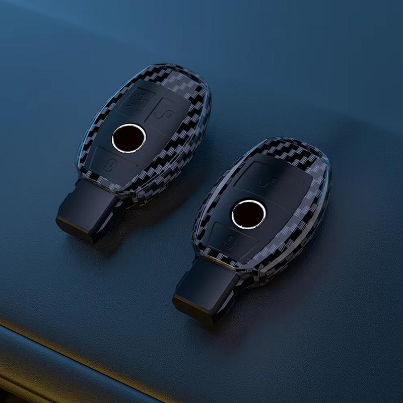 ABS Carbon Fiber Style for Mercedes A B C S Class AMG GLA CLA GLC W176 W221 W204 W205 Remote Car Key Case Cover Keychain
