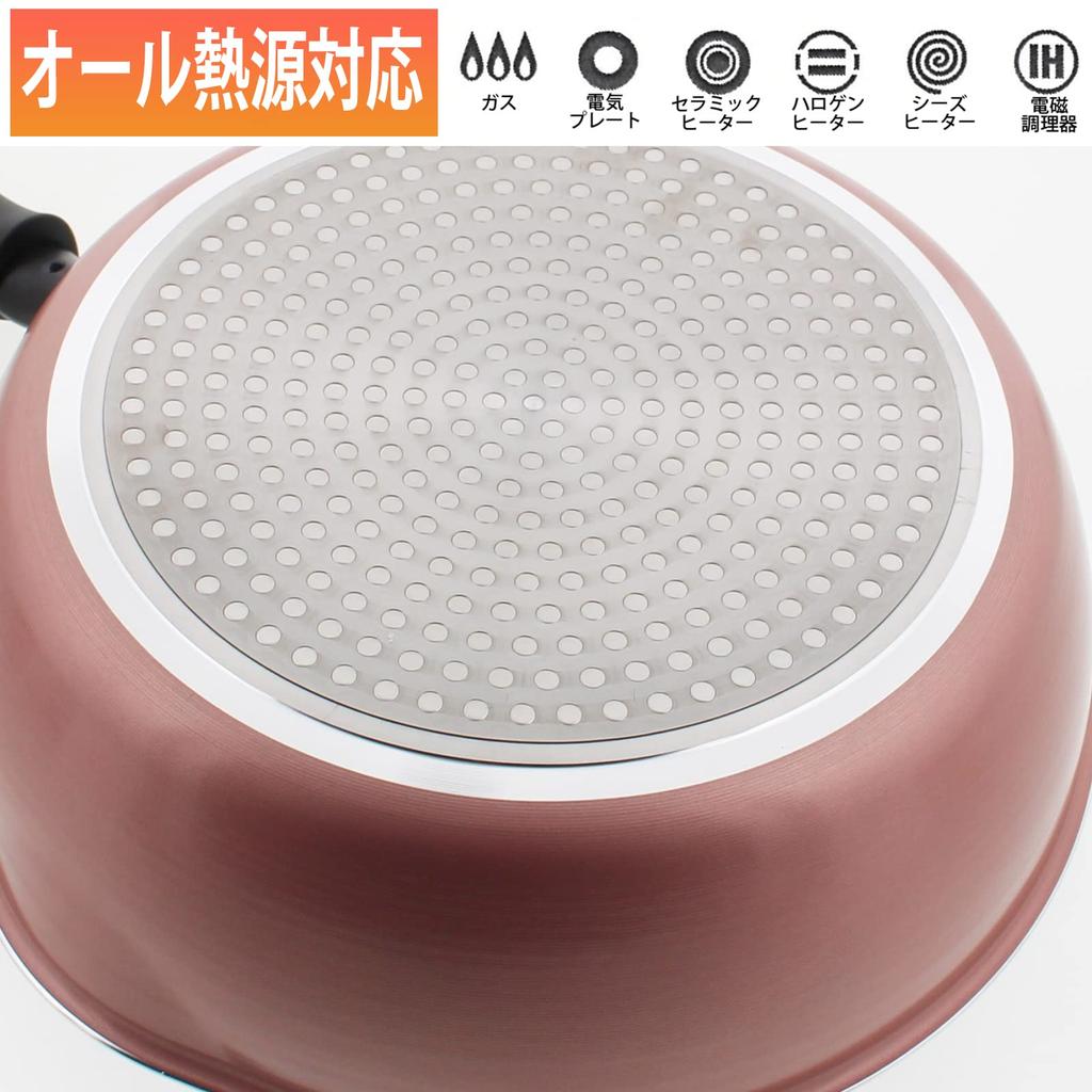 Zenkakyo совместимая со всеми источниками тепла IH сковорода для фритюра цвета шампанского 20 см, соусы, сковорода, розовая, ZB-5701
