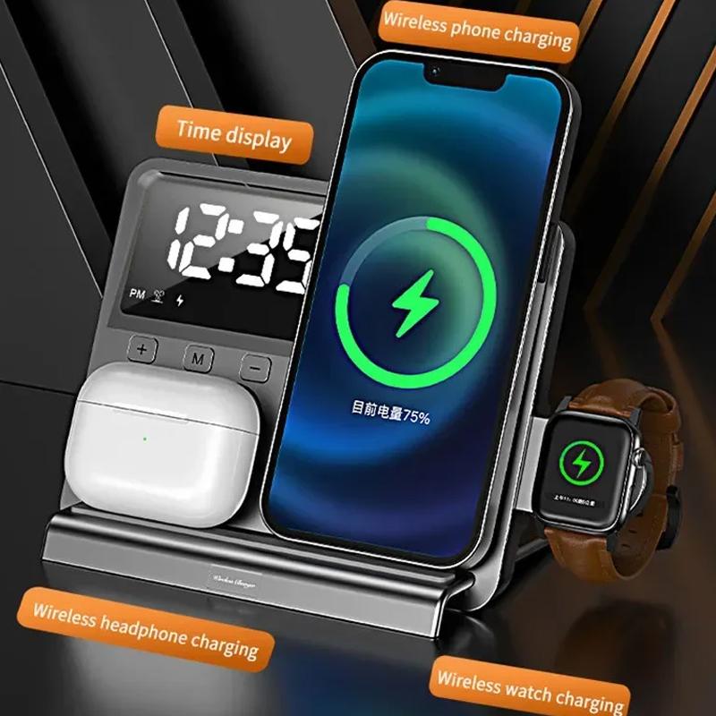 5 в 1 беспроводное зарядное устройство подставка быстрая зарядная док-станция для iPhone 16 15 14 13 12 11 Pro Max Watch Airpods Pro IWatch 8 7