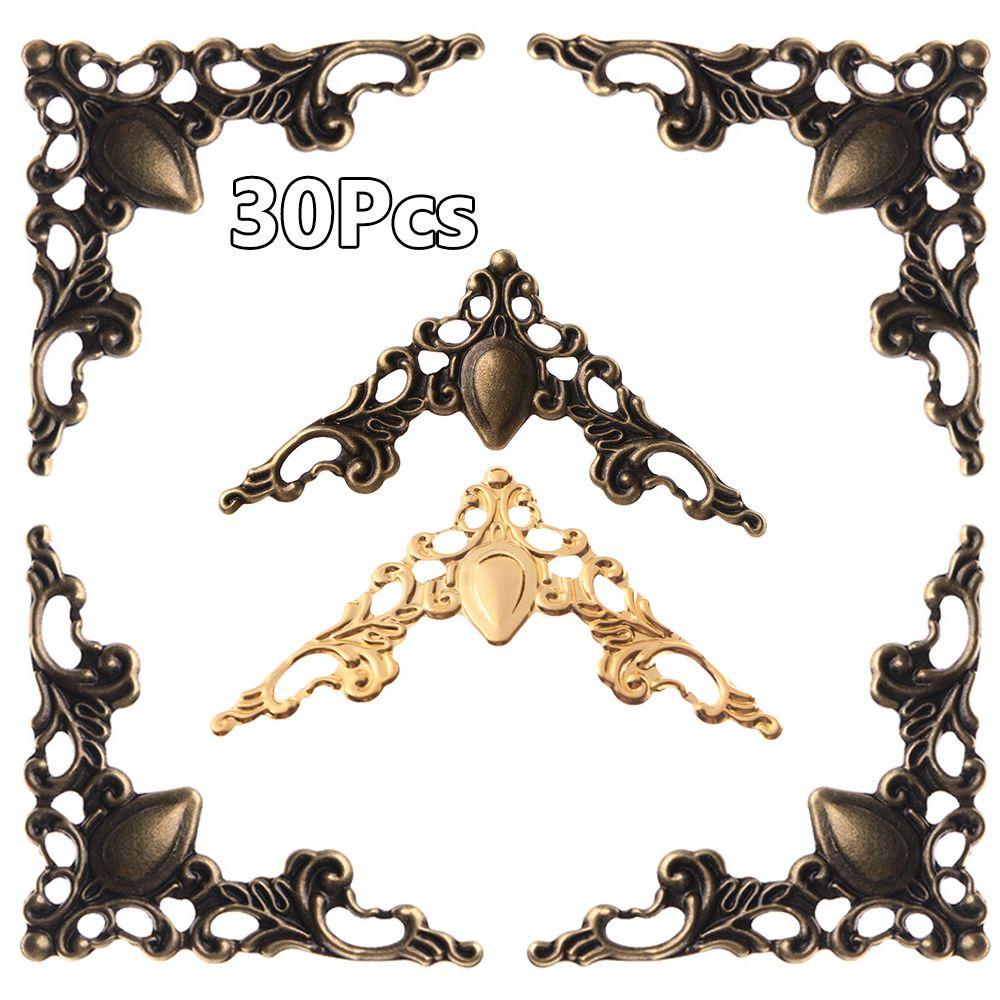 Corner Brackets 30PCS Decorative Notebook Cover Bronze Photo Frame Corner Bracket for Menus Bracket Decor