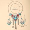 1 Pair Dangle Earrings +1 Pc Necklace With Exaggerated Resin Turquoise Inlaid Zinc Alloy Jewelry Set Bohemian Ethic Style For Women Gift CLE