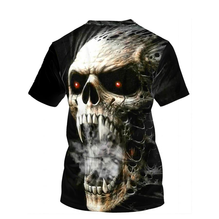 Short Sleeve Plus Size Summer Tee Men Outfit Black Skelleton 3d Print T Shirts Mens Casual Sportwear T Shirt Male