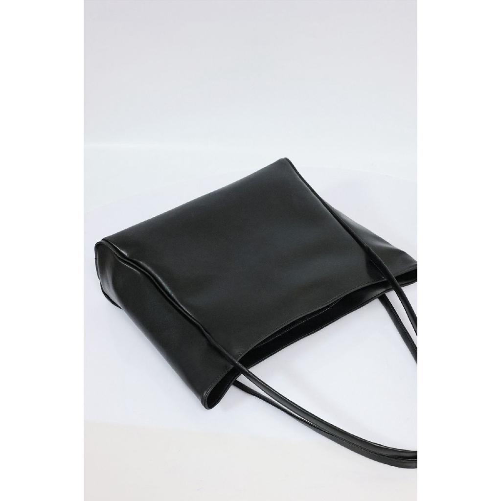 Women's Black Zipper Shopper Bag
