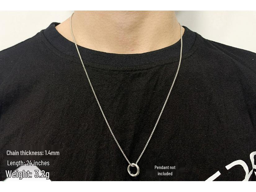 Модное ожерелье из круглых бусин из чистого серебра 999 пробы для мужчин и женщин - Длинная простая цепочка для свитера