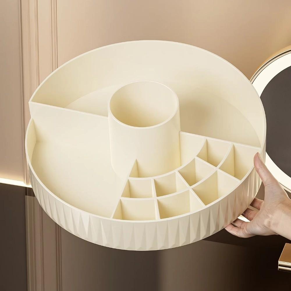 360° Rotatable Desktop Shelf PP Open Grid Organizer Portable Cosmetic Storage Box For Vanity Desk