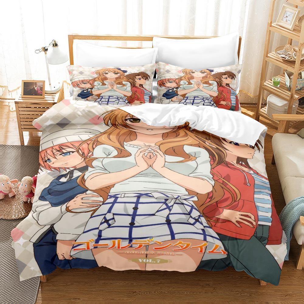 Fashion Anime Bed Sheet Set Golden Time Bedding Set Single Twin Full Queen King Size Bed Set Adult Kid Bedroom Duvet Cover Sets