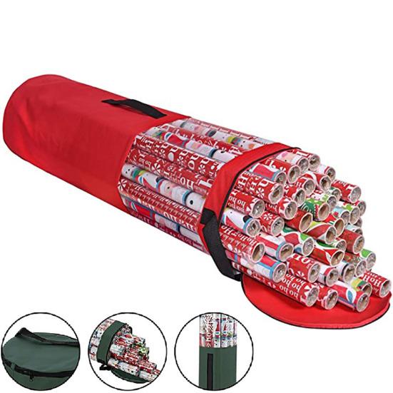 Органайзер для хранения подарочной упаковочной бумаги с ручкой и застежкой-молнией. Большой вместительный водонепроницаемый портативный держатель для упаковочной бумаги.