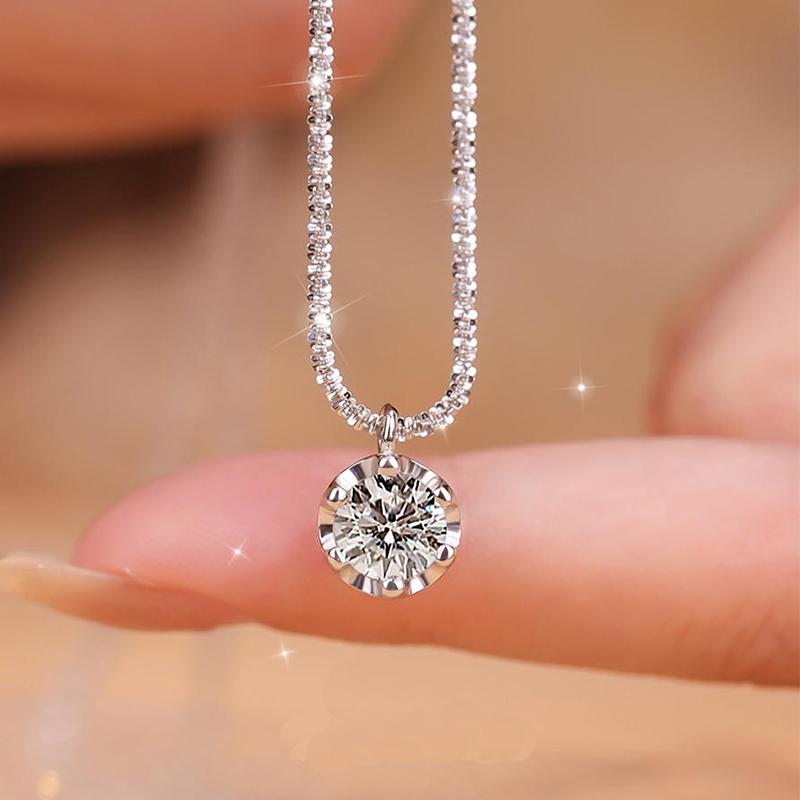 Real Moissanite Diamond 6 Prong Pendant Necklace 925 Silver Sparkling Cauliflower Chain for Women Wedding Fine Jewelry