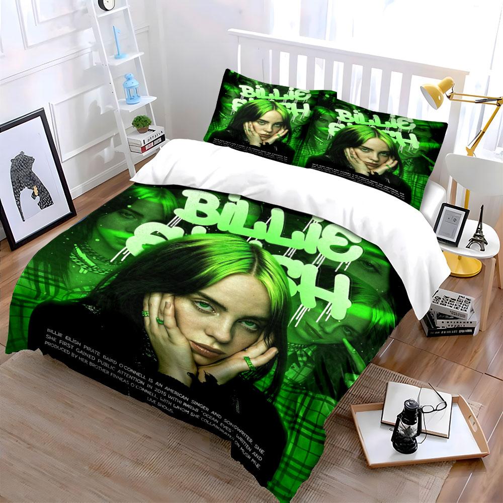 Green Themed Singer Bedding Set Bedding Duvet Cover Set Duvet Cover Pillowcases (1*Duvet Cover 2*Pillowcases, without duvet insert)
