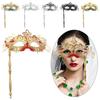 Party Phoenix Tail Flower Venetian Masquerade Mask with Holding Stick Costume Mask Halloween