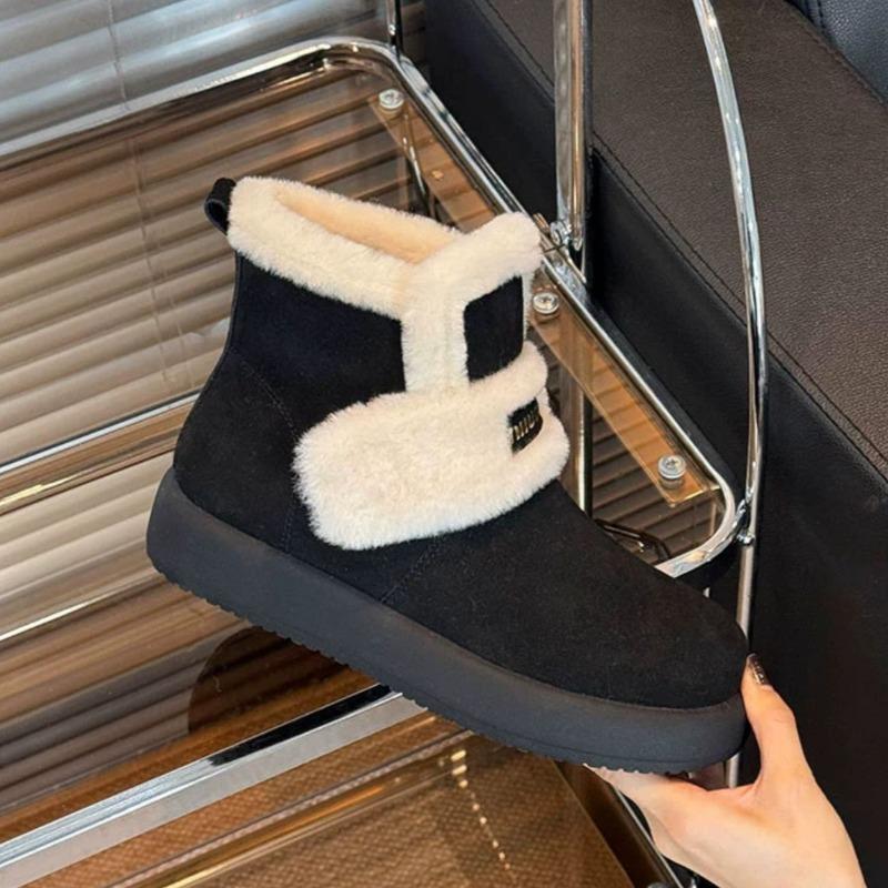 Flats Fur Ankle Platform Suede Snow Boots Women Winter Plush Warm Cotton Shoes 2025 Trend Casual Shoes Cozy Non Slip Botas Mujer