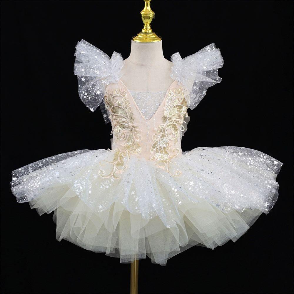 Modern Ballet Tutu White Princess Dress Fashion Performance Clothes  Kids Girls