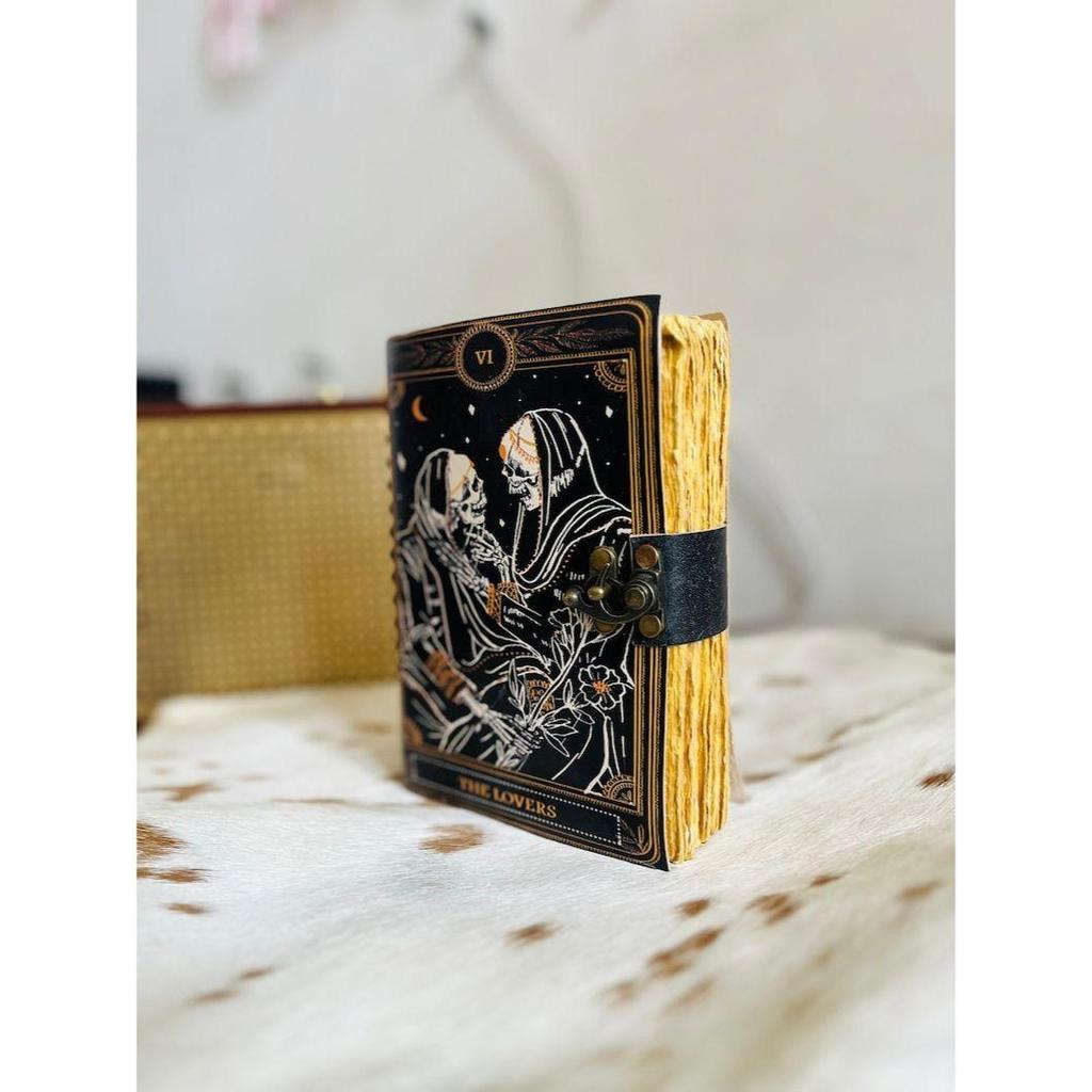 Книга Заклинаний Кожаный Журнал Деклейд Бумага Гримуар Печатный Журнал Влюбленные Блокнот Таро Спираль Готический блокнот Череп любовника