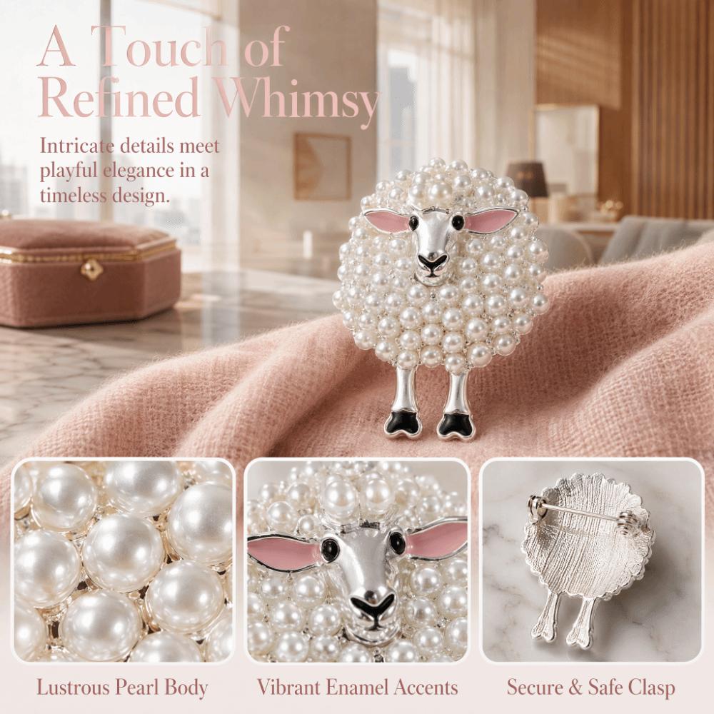 Zinc Alloy Pearl Brooch Full Drill Design Fashion Brooch Sheep Brooch  For Bags Hats T-shirts Jeans