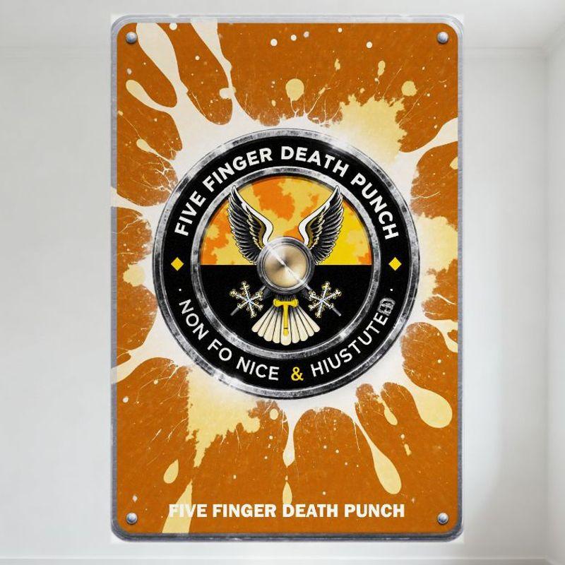 Five Finger Death Punch Non-Fiction & Justified (р) Винтажная металлическая жестяная табличка, Декор стены для дома, Бар, Кафе, Мужская комната, Рок-группа
