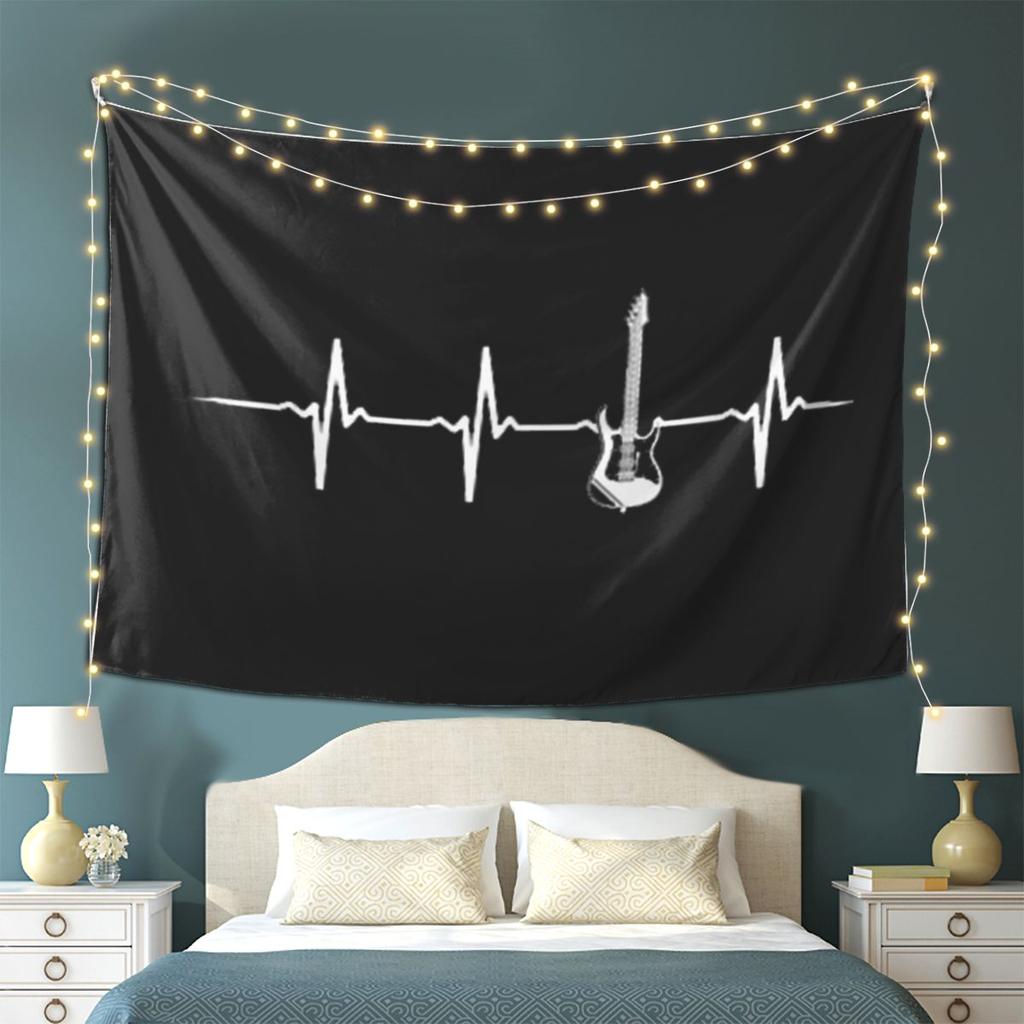 Electric Guitar Heartbeat Tapestry Wall Hanging Aesthetic Home Decoration Tapestries for Dorm Room