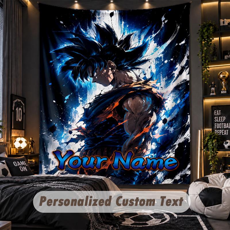 Personalized Wall Tapestry,Dragon Ball Custom Printed Name, Fabric Wall Art For Indoor Room Backdrop