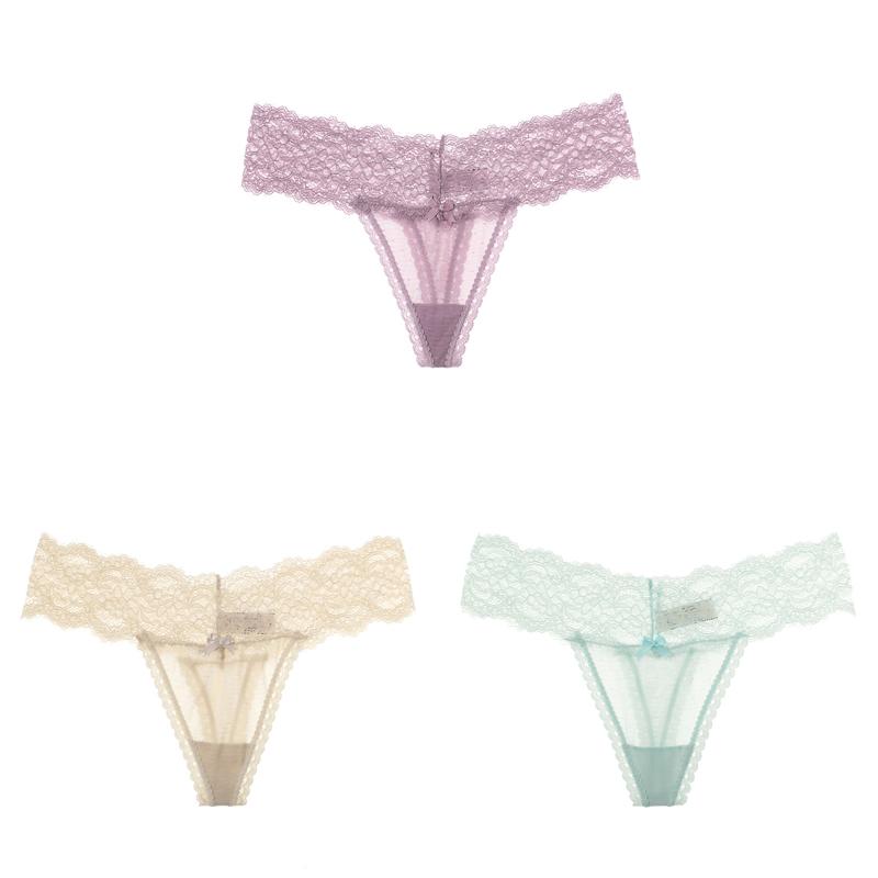 TERMEZY 3Pcs/Lot Women Sexy Panties Lace Low-waist G String Hollow Thong Pants Soft Thin Briefs Comfort Breathable Underpants