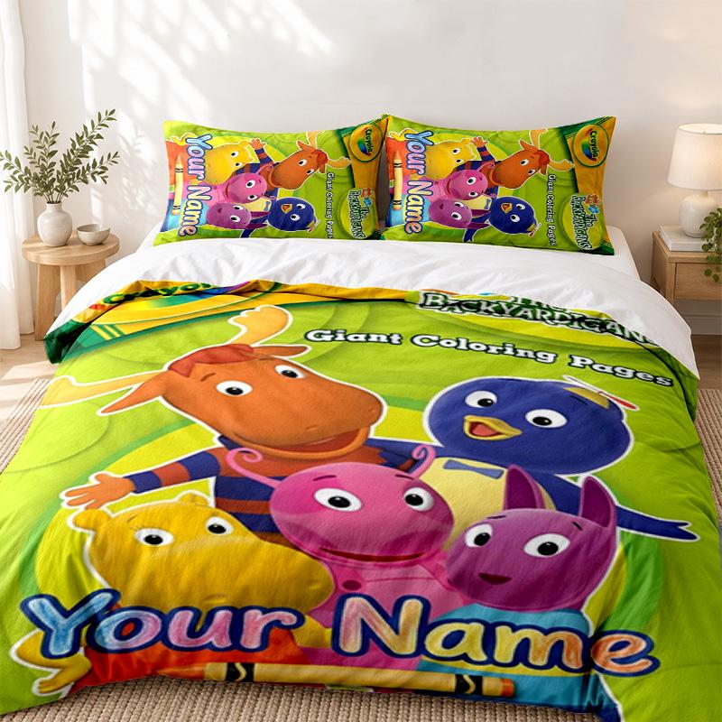 Backyardigans Custom Name 3pc set Perfect for bedroom use Comfortable bedding set includes a duvet cover and two pillowcases Ideal birthday or Christm