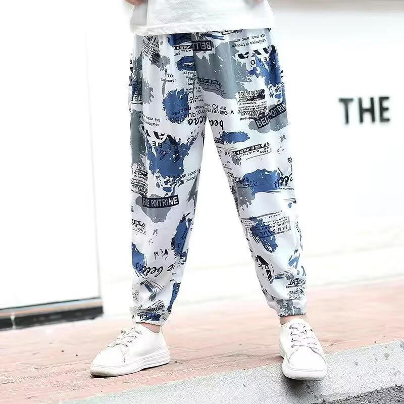 MAITA Kids Pants Spring Boho Printed High Waist Casual Lantern Trousers Joggers Child Fitness Sweatpants