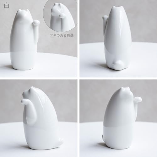 СЕТОМАНЭКИ Манеки-нэко (Lucky Cat) - Керамика Сэто, Талисман на удачу, Фигурка, Простой декор (Белый, Маленький)