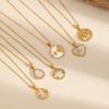 Stainless Steel Heart Shaped Pendant Necklace With Six Pointed Star And Water Drop Design For Fashion Women
