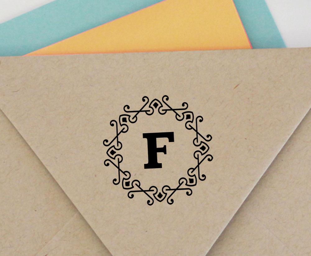 Printtoo Alphabet F Monogram Octagon Celtic Swirl Frame Self Inking Rubber Stamp Office