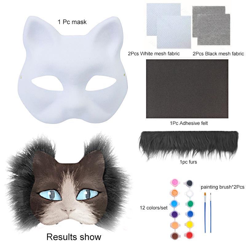 1 Набор Полуфабрикат Маска Маска Лисы Кошки Набор Масок для DIY Праздничные Принадлежности Сумка с Материалами для DIY Косплей