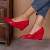 Туфли женские на высоком каблуке, удобные, 2024 весна-осень, новый стиль, танкетка, острый носок, с мелким вырезом, из лакированной кожи, одинарные