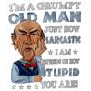 Crewneck T Shirt Black Grumpy Old Man Cartoon Character with Sarcasm Quote for Casual Wear and Humor Lovers