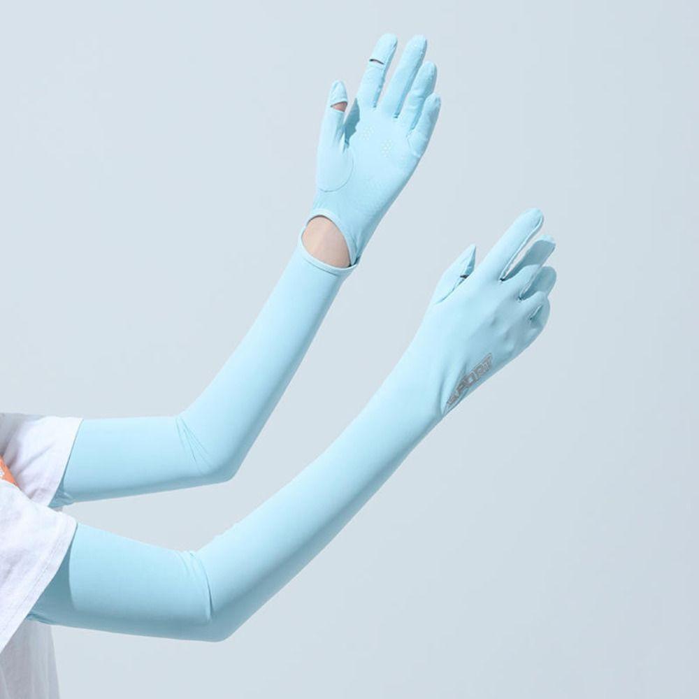Elastic Long Ice Silk Sleeves Thin Cycling Gloves Breathable Sunscreen Arm Covers Outdoor