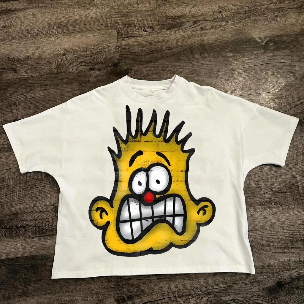 Chic American Anime Cartoon Street Hiphop Cotton Unisexs Summer Fashion Loose Graphic T Shirts Streetwear Harajuku Unisex Tops