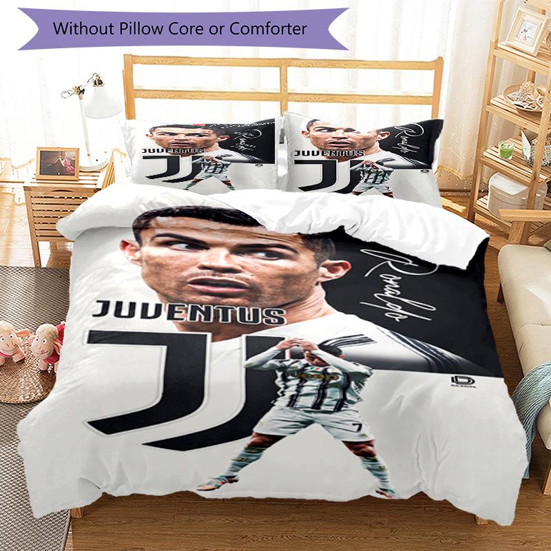 Ronaldo's Ronaldo Juventus Celebration Bedding Set, Breathable Duvet Cover with Pillowcases, Soft Bed Linen for Bedroom Home Decoration, Perfect Festi