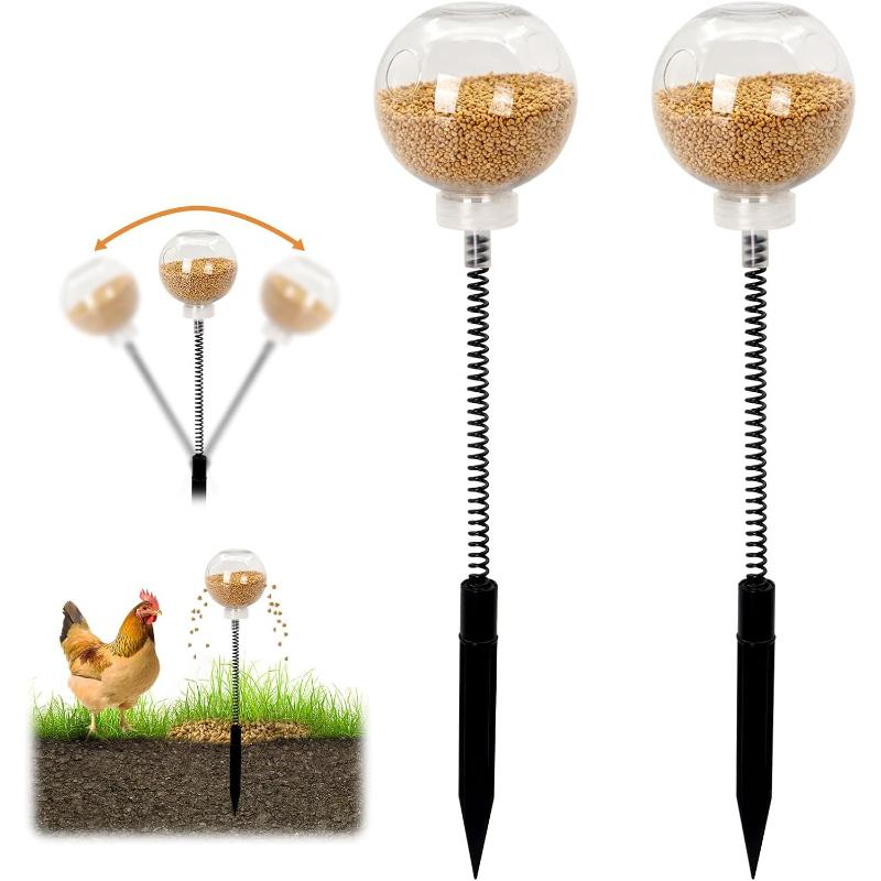 Spring Swing Chicken Pecking Foraging Toy, Slow Feed Enrichment with Ground Pegs for Poultry Ducks Parrots, Coop Accessory